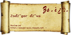 Zséger Éva névjegykártya